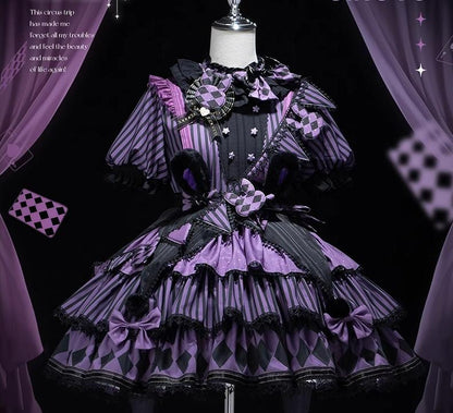 Forest Fluorescent Carps - Ouji Lolita OP Dress Circus Lolita Strip Prince Suit