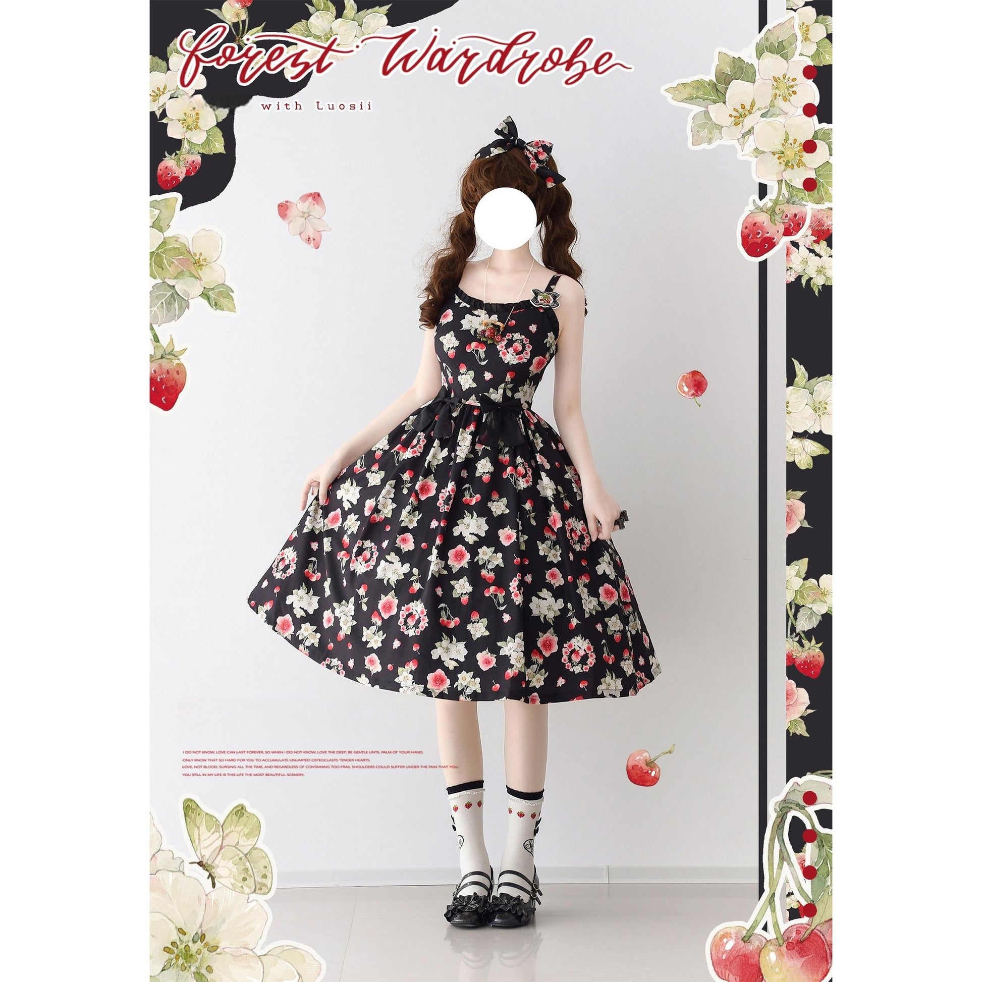 Forest Wardrobe - Summer Berry Picture Book - Floral Printed Classic Lolita JSK Dress