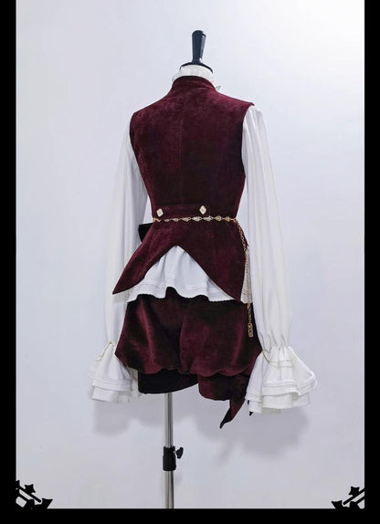 Princess Chronicles - Hare Hunter - Vintage Red Ouji Suit With Bunny Ear Hooded Jacket