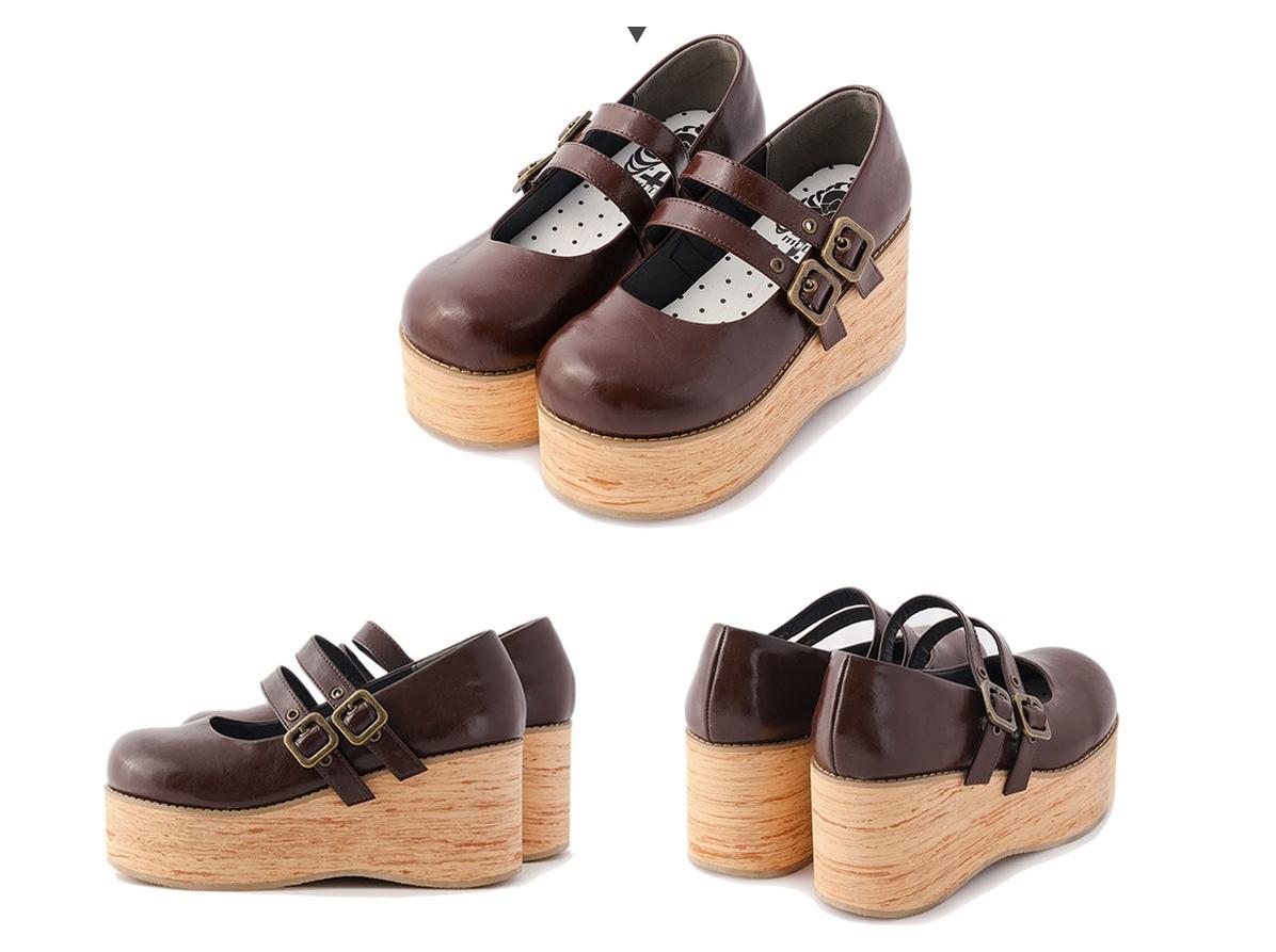 MODO - Retro Lolita Round Toe Wood Bottom Shoes