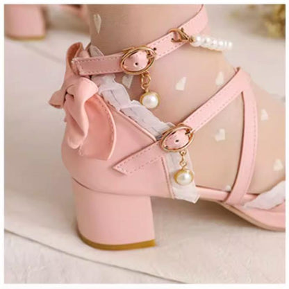 Yana - Chinese Style Yana - Plus size Qi Lolita Shoes Bow Pearl Lolita Sandal
