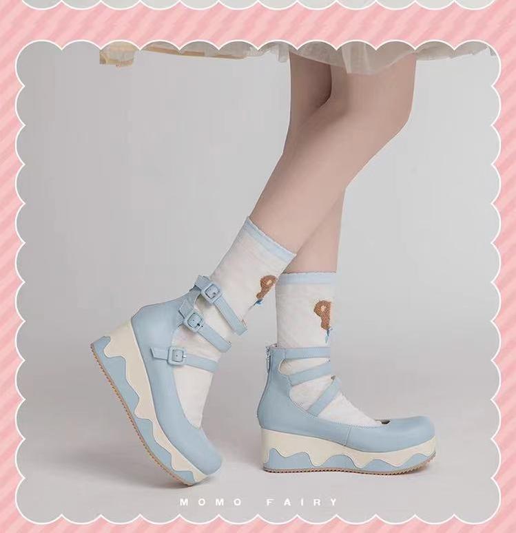 Momo - Bear Birthday Party - Kwaii Lolita Shoes Round Toe Platform Shoes