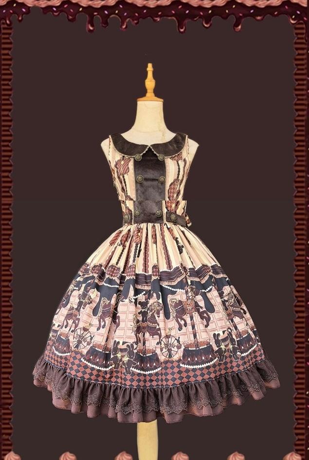 Infanta - Chocolate Carousel - Peter Pan Collar Old School Lolita Jumper Dress