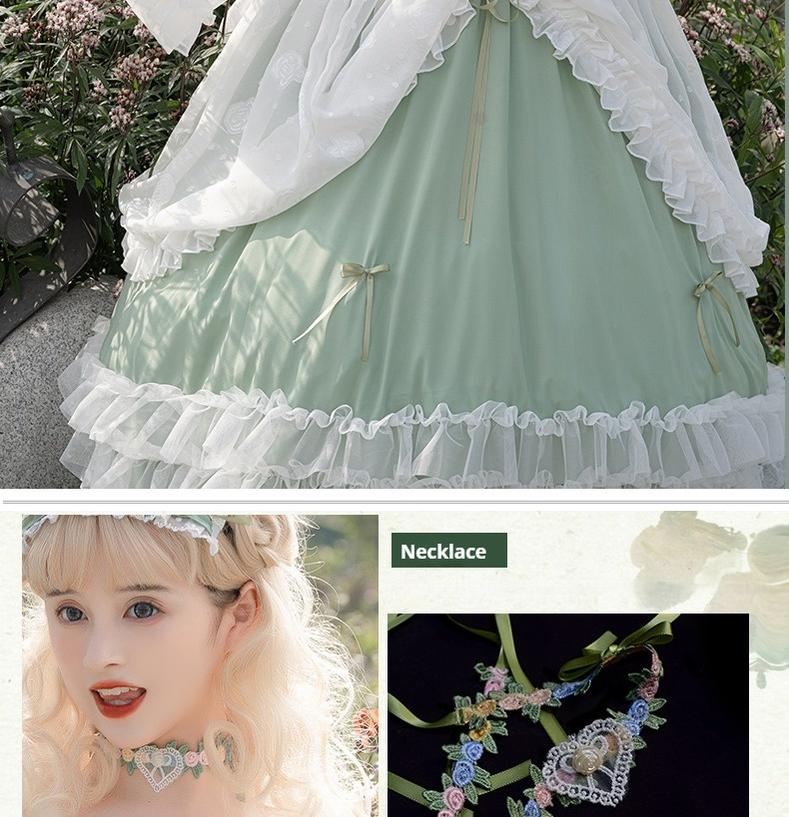 Daydream Whisper - Toting Basil - Wedding Lolita Dress Accessories Bolero Necklace Cuffs Side Clip