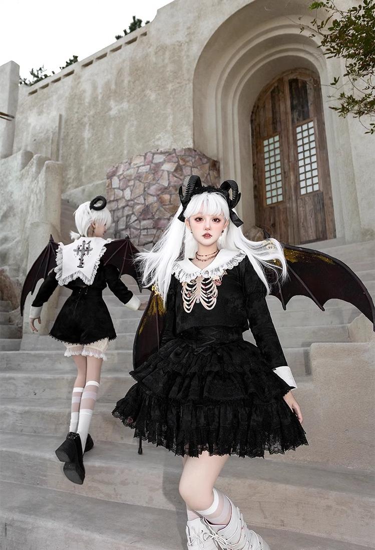 CastleToo - Crossbone - Ouji Lolita Shorts Suit Gothic Lolita Top and Blouse