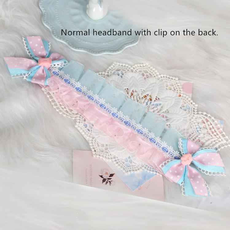 Manmeng - Pink and Blue Sweet Lolita Bow Headwear
