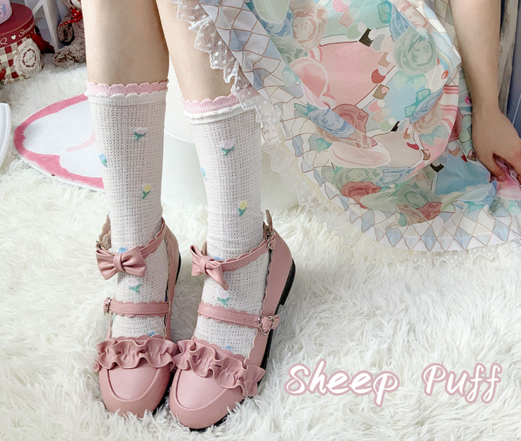Sheep Puff - Kawaii Lolita Shoes Multicolors
