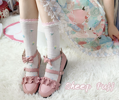 Sheep Puff - Kawaii Lolita Shoes Multicolors