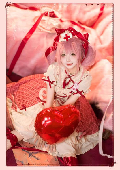 Confession Balloon - Red Plaid Cake Skirt - IP Collab Lolita Plaid JSK Dress