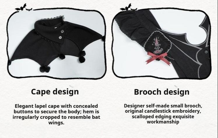 With PUJI - Castle Night - Gothic Twins Lolita OP Three-tiered Embroidery Dress