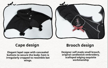 With PUJI - Castle Night - Gothic Twins Lolita OP Three-tiered Embroidery Dress