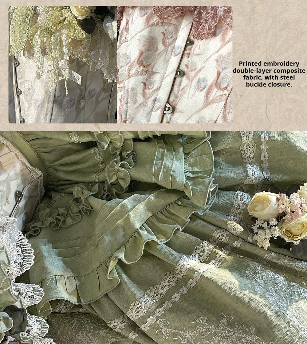 ZJstory - 14-line Poem Set - Classic Lolita Separate Dress Set Tiered Ruffles Skirt