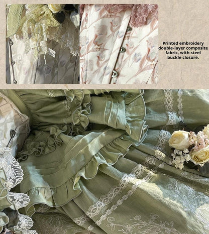ZJstory - 14-line Poem Set - Classic Lolita Separate Dress Set Tiered Ruffles Skirt