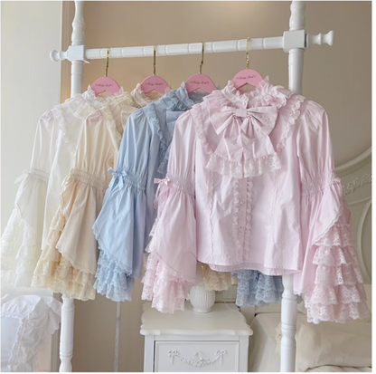 Plum Tree - Liliya's Secrets - Cotton Lolita Shirt Princess Sleeve Gorgeous Lolita Blouse