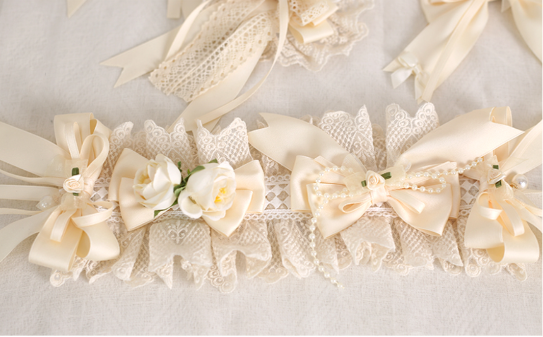 Xiaogui - Sweet Lolita Ivory Lace bow Hair Accessories