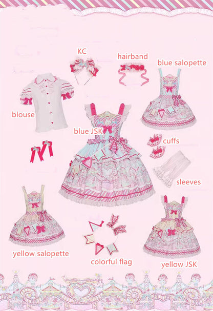 Letters from Unknown Star - Candy Park - Sweet Lolita Print Jumper Dress