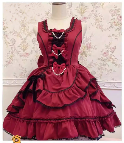 Catlow Rabbit - Black Lolita Doll OP/JSK with Adjustable Elasticity