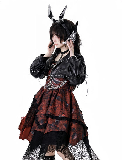 YingLuoFu - Bleeding Strawberry - Gothic Lolita JSK Dress With Jacket/Rib Chain Accessory