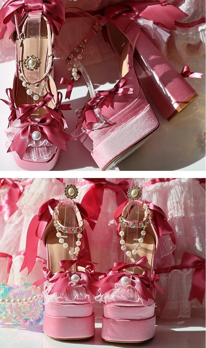 Sky Rabbit - Bowknot Dream - 14 CM Sweet Lolita High Platform Shoes with Chunky Heel