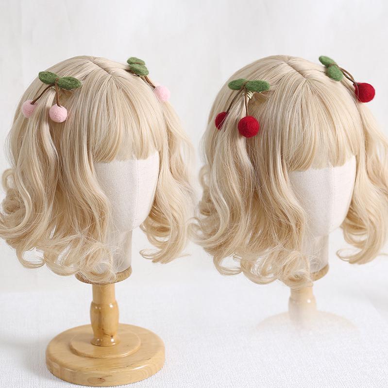Xiaogui - Handmade Kawaii Wool Felt Cherry Clips