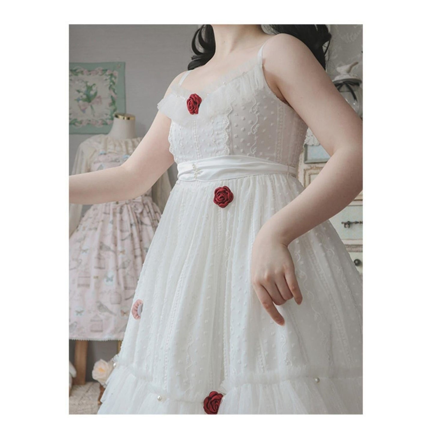 Sakurada Fawn - Spring Breeze - Plus Size Spring Lolita JSK Dress with Rose Decoration