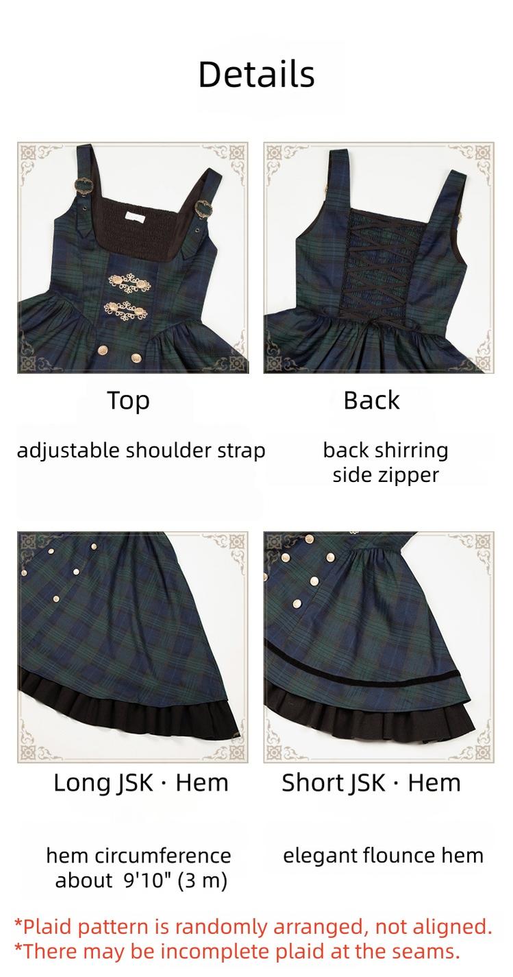 With PUJI - Berlin Souvenir - Plaid Preppy Style Lolita Bust Supporting JSK Outfit