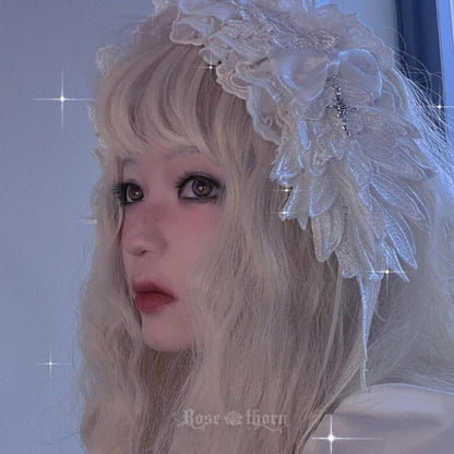 Rose Thorn - Angel Wings - Embroidered Crafted Headband Elegant Lolita Hair Accessories
