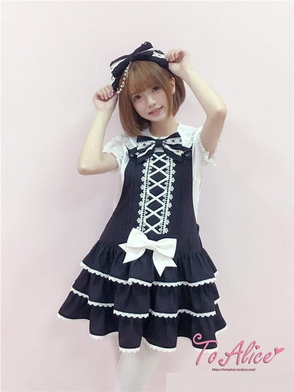 To Alice - Old School Lolita Salopette Suit Tiered Dress