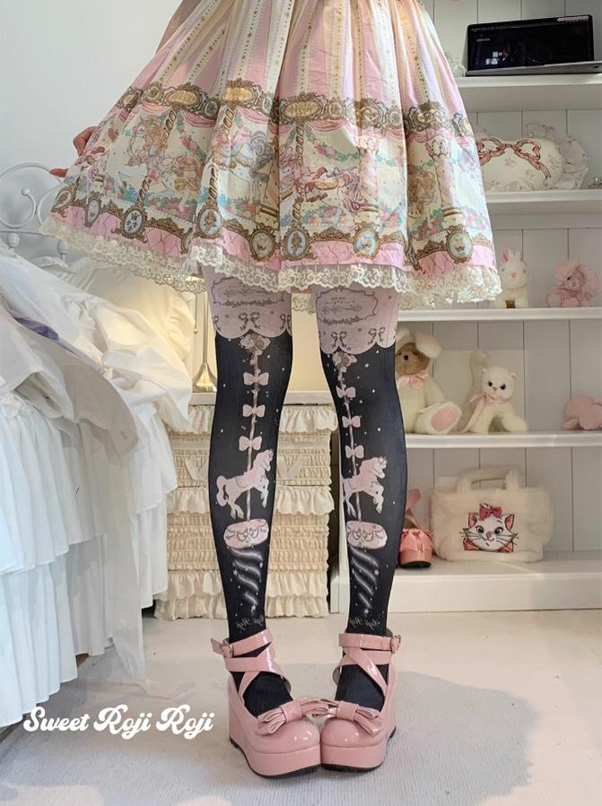 Roji Roji - Sweet Lolita Tights Velvet Printed Lolita Pantyhose