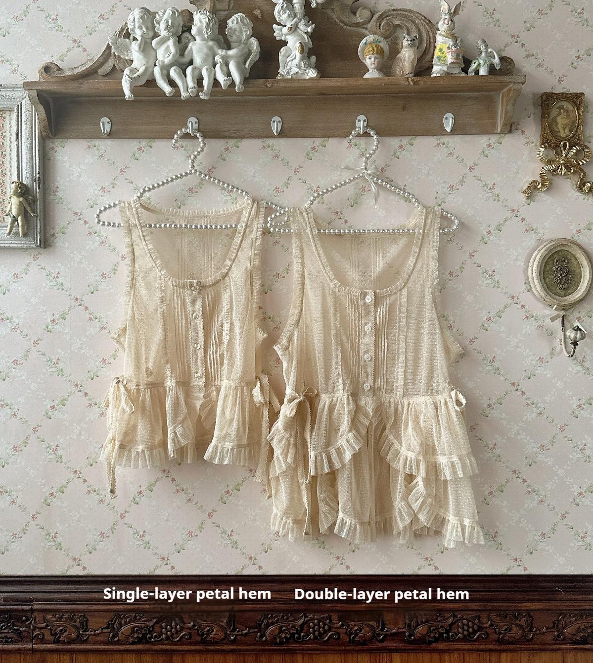 Sweet Dreamer - Antique Wall - Classic Vintage Lolita Vest Tulle Polka Dot Vest