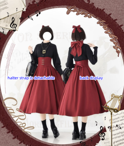 Forest Wardrobe - Vintage Lolita Fishbone Halter SK, Autumn Jacket