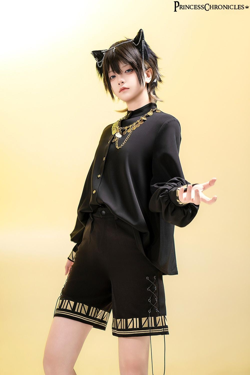 Princess Chronicles - Black Cat - Ouji Lolita Shorts with Embroidered Straight Leg