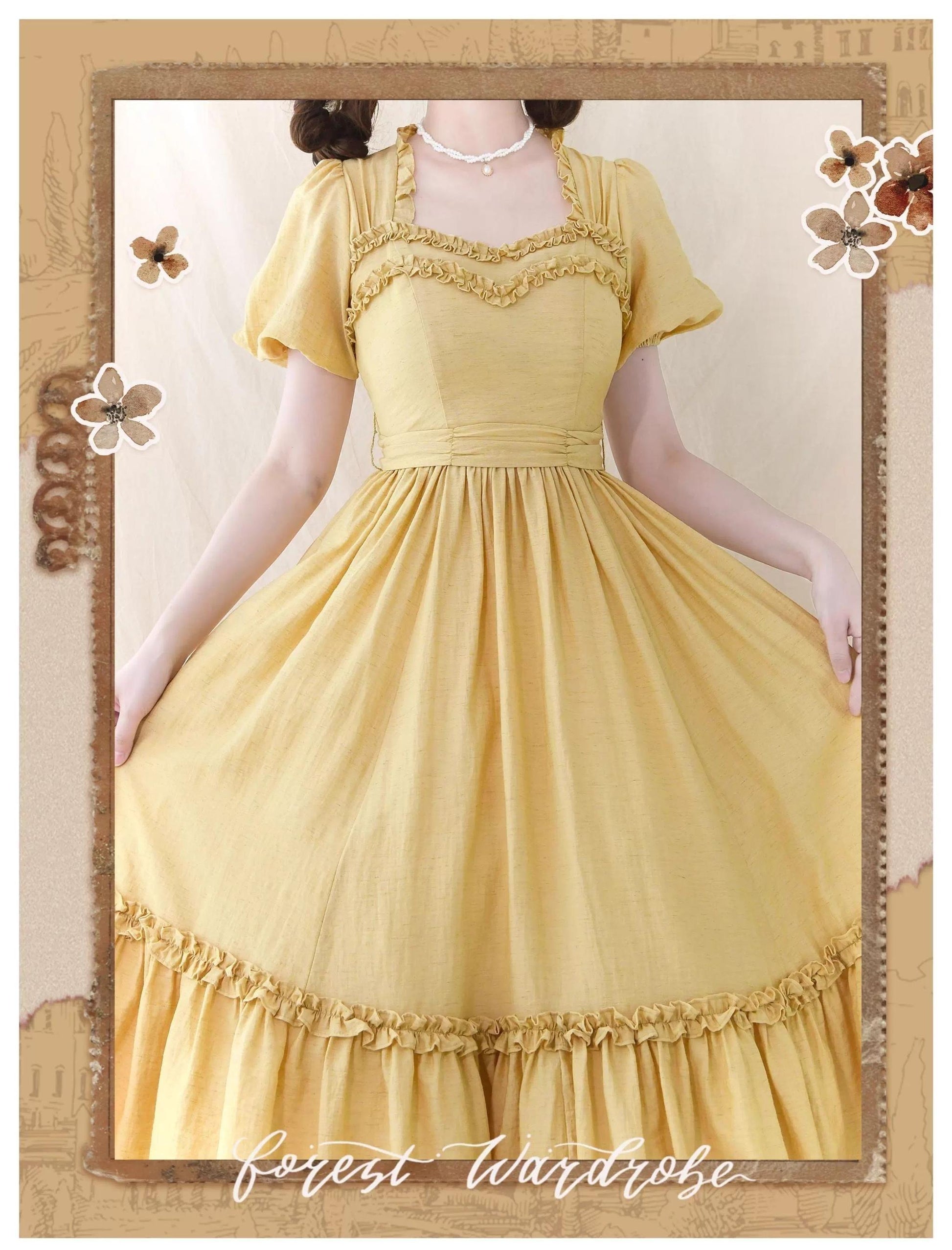 Forest Wardrobe - Forest Pastoral - Elegant Lolita Square Neck Long OP
