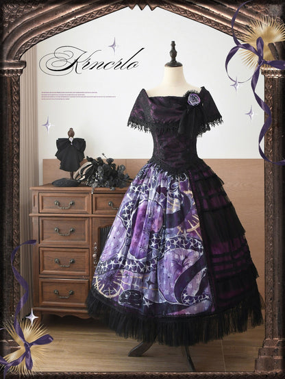 Krncrlo - Laocoon - Gothic Lolita SK Suit With Purple Snake & Apple Print