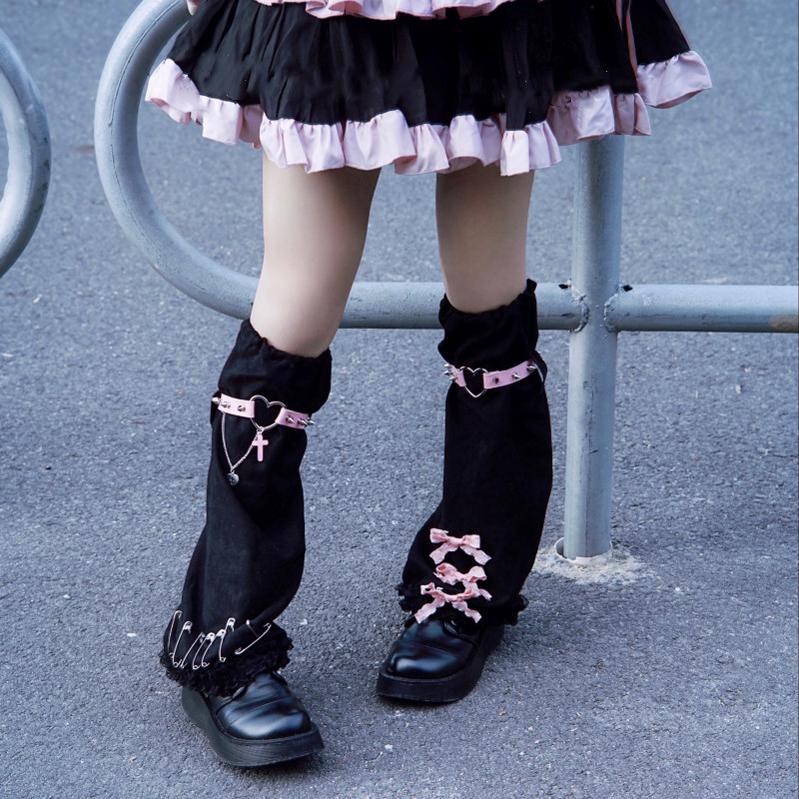 Strange Sugar - Gothic Suede Warm Leg Cover Black Pink