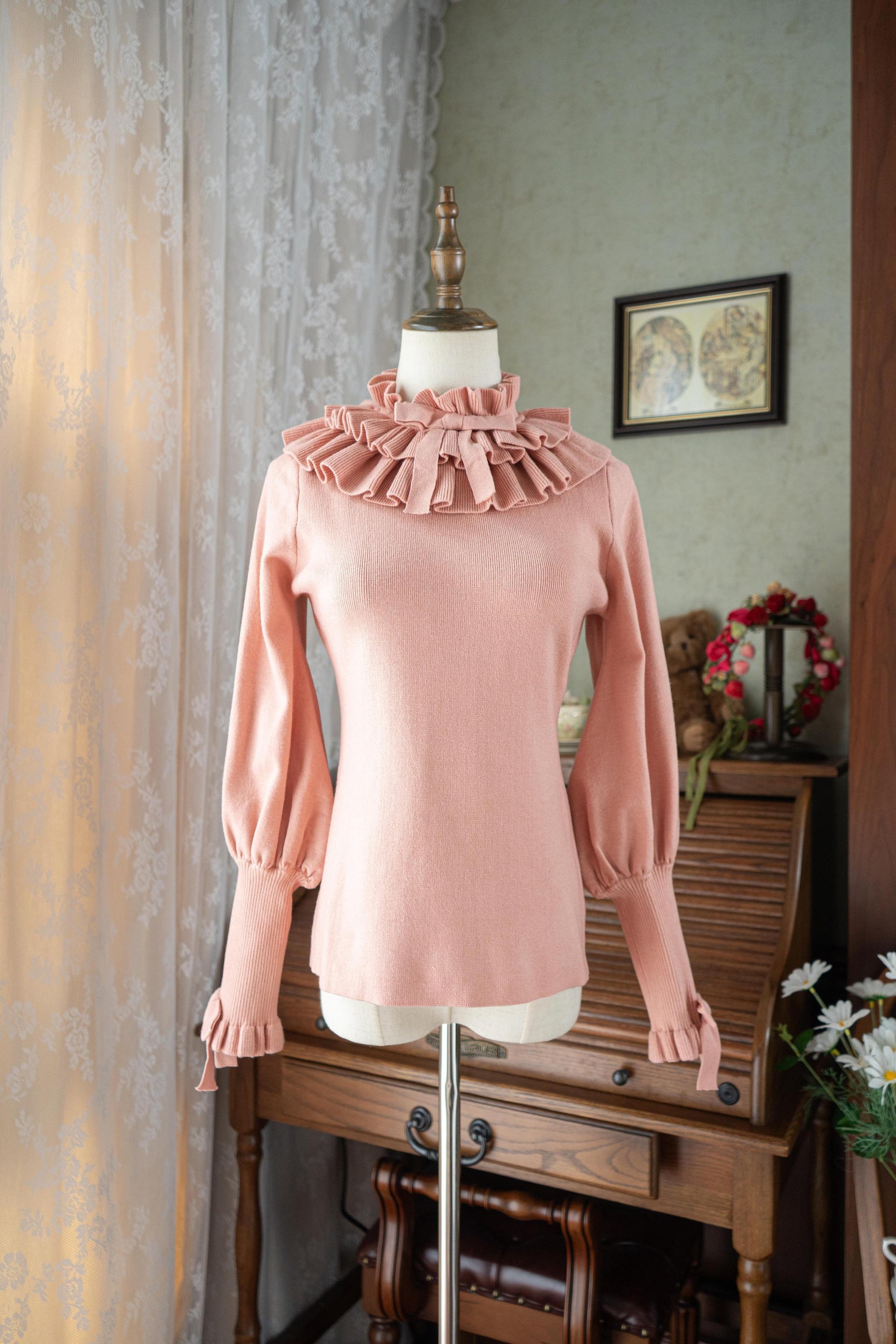 Miaoplus - Sweet Lolita Knit Sweater Long Sleeve Winter Lolita Top