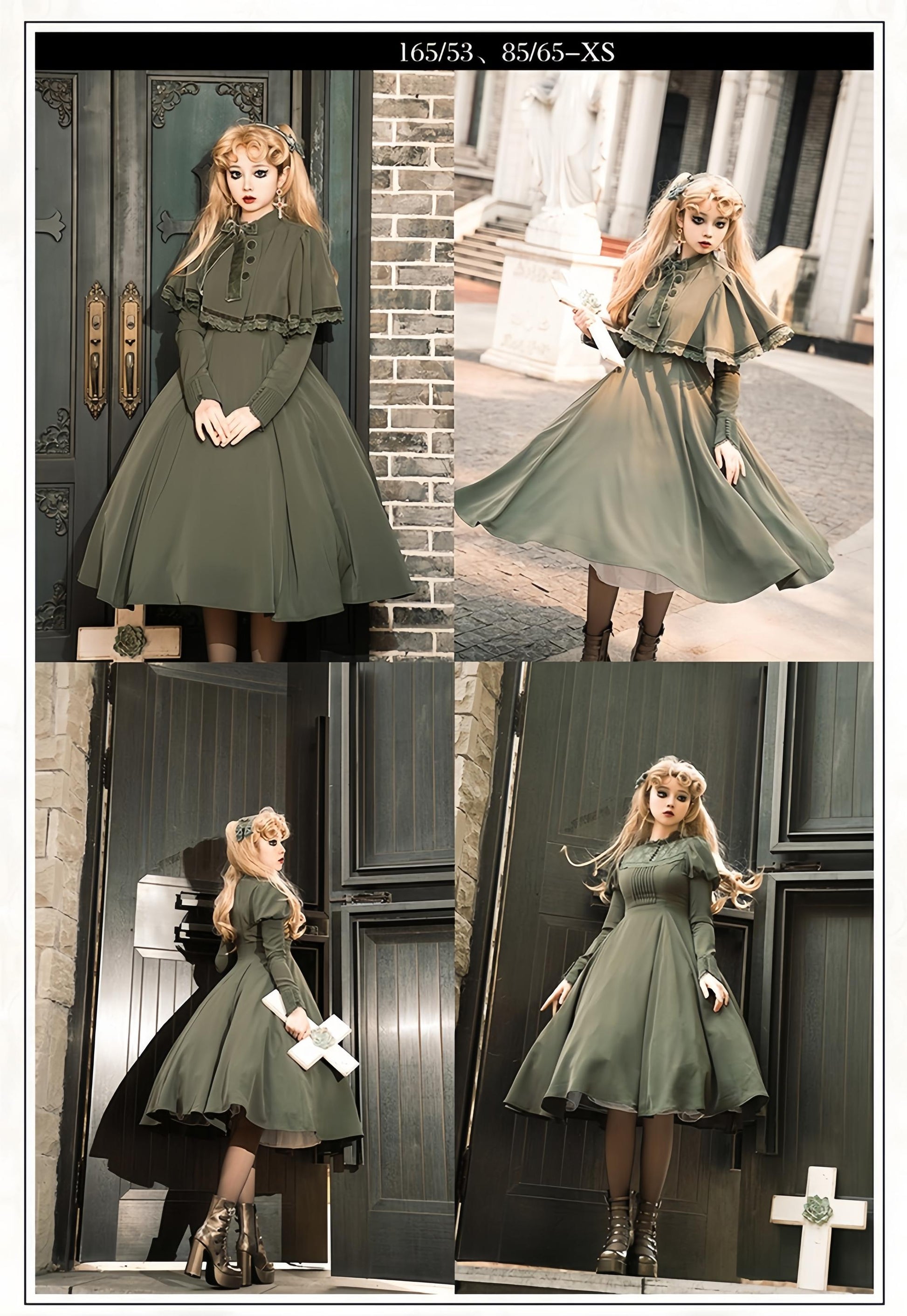 KINOKOKO - Aslan Blessings - Classic Lolita OP Seven-panel Slim Fit Dress with Cape