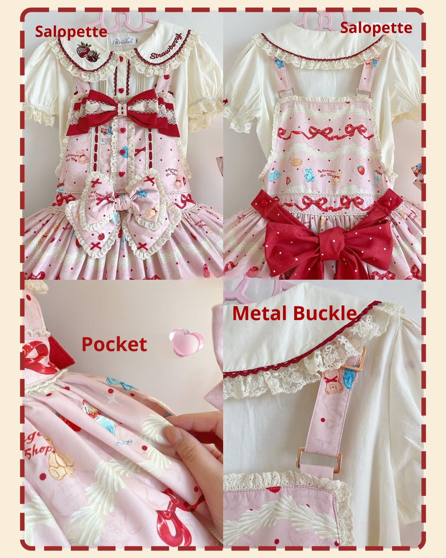 DreamWhale - Showa Dessert Showcase - Kawaii Lolita Dress Suit Pudding-Inspired JSK/Salopette