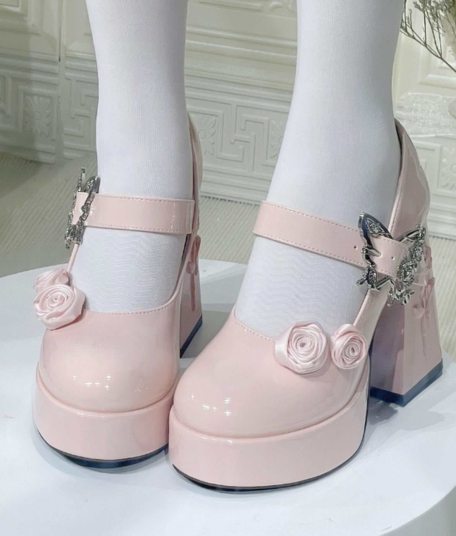 Dreamland - Cyclic Wonders - Elegant Lolita High Platform Shoes with Butterfly and Rose Details