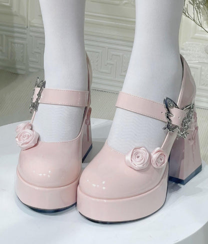 Dreamland - Cyclic Wonders - Elegant Lolita High Platform Shoes with Butterfly and Rose Details