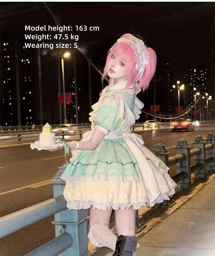 Sakurahime - Berry Bubble - Kawaii Lolita OP Tiered Ruffles Apron Lolita Dress