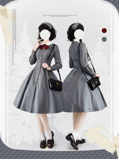 Forest Wardrobe - Winter Lolita Classic Front Open Stripe OP