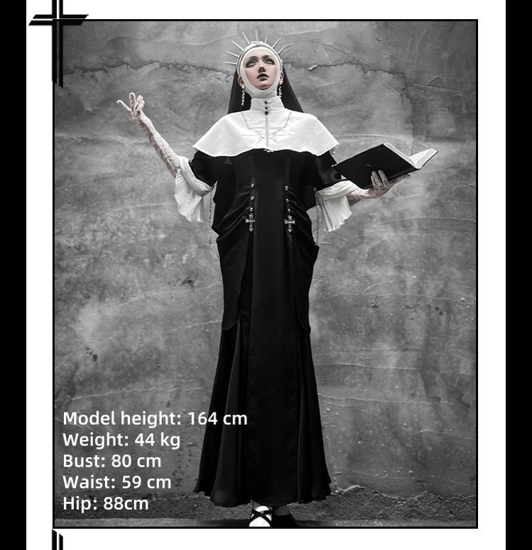 CHUNLV LOLITA - Night Cathedral - Halloween Nun Lolita OP Suit Gothic Dress Set