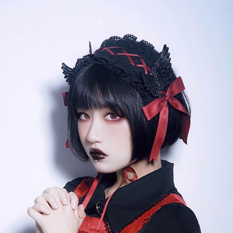 Strange Sugar - Handmade Gothic Lolita Black Red Hairband
