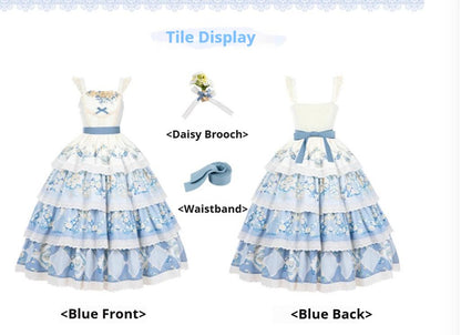 With PUJI - Letter and Poetry - Classic Lolita JSK Suit Four-tiered Twins Dress