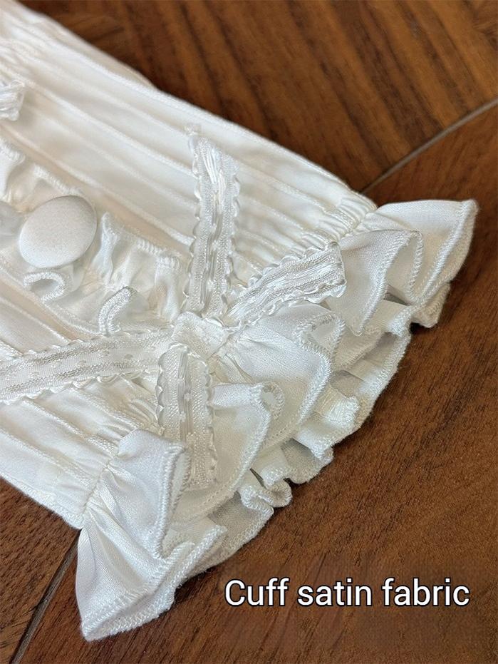 Shuang Sheng Xiao Xiong - Bite The Cake - White Sweet Lolita Blouse, Lace-Up Back