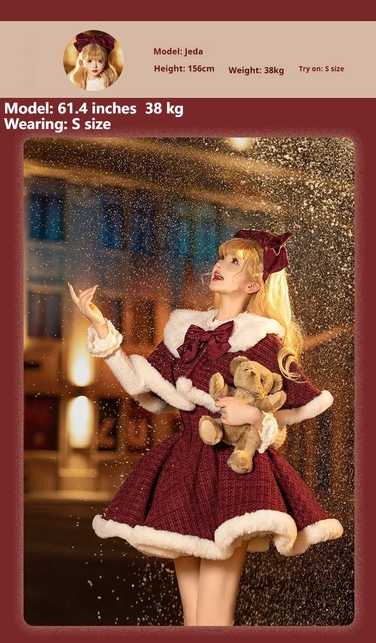 Tan Tuan - Winter Lolita Dress New Year Lolita JSK Plush Cape Set
