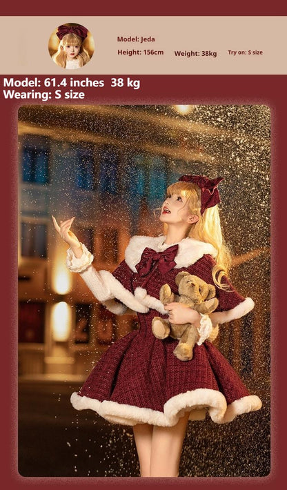 Tan Tuan - Winter Lolita Dress New Year Lolita JSK Plush Cape Set