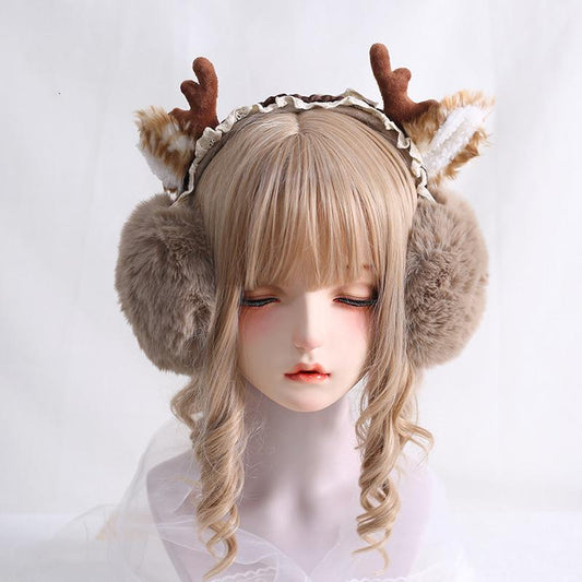 Xiaogui - Christmas Foldable Antlers Earmuffs Lolita KC