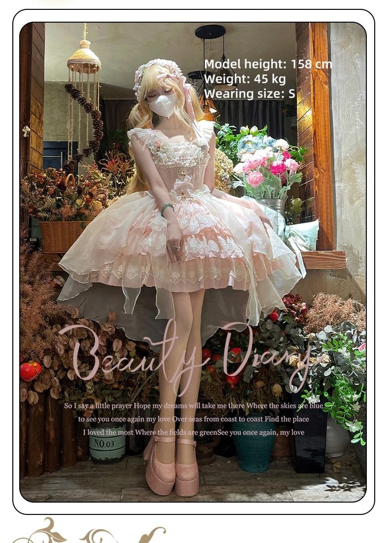 ZhiJinYuan - Tears of the Rose - Sweet Lolita JSK Mini Lolita Ballet Short Dress